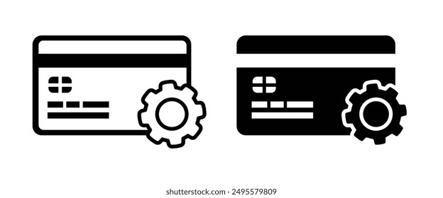 Credit card settings icon. illustration vector of debit card with setting icon good for sign symbol