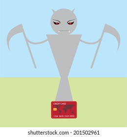 Credit card with shadow demons.