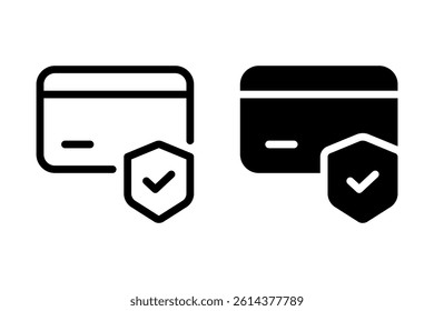 credit card with shield and checkmark, representing secure and protected online payments. Suitable for websites, apps