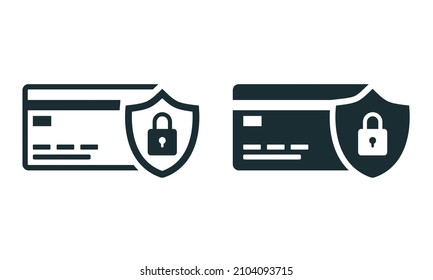 Credit card with shield and padlock. Purchase protection. Illustration vector
