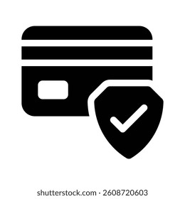 Credit card with a shield, symbolizing secure payments icon design