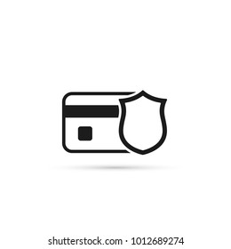 Credit Card With Shield Vector Icon. Bank Card Protection Concept.