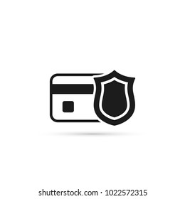 Credit Card With Shield Vector Icon. Bank Card Protection Concept.