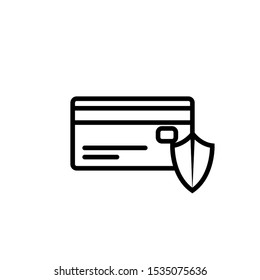 Credit Card with Shield Vector Icon. Bank Card Protection concept.