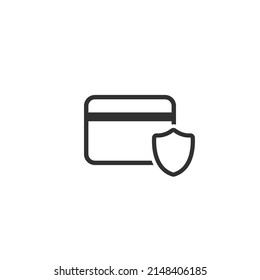 Tarjeta de crédito con icono Escudo Vector. Concepto de protección de tarjetas bancarias. Seguridad de la transacción. Pago seguro. Ilustración vectorial de acciones aislada