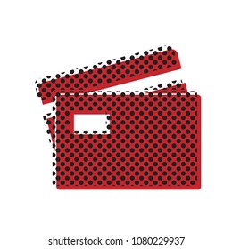 Credit Card sign. Vector. Brown icon with shifted black circle pattern as duplicate at white background. Isolated.