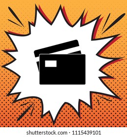 Credit Card sign. Vector. Comics style icon on pop-art background.