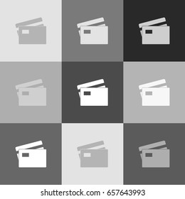Credit Card sign. Vector. Grayscale version of Popart-style icon.