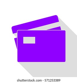 Credit Card sign. Violet icon with flat style shadow path.