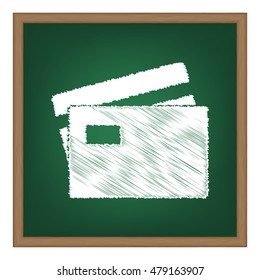 Credit Card sign. White chalk effect on green school board.