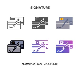Credit Card Signature icon set style ouline, glyph, flat color and gradient. Vector Illustration for Graphic Design Element. Isolated on white background