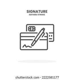 Credit Card Signature line icon. Vector illustration on white background. Editable Stroke and pixel perfect. You can use for web, app and more.