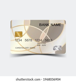 Credit card. With silver elements design. And inspiration from abstract. On white background. Glossy plastic style. 