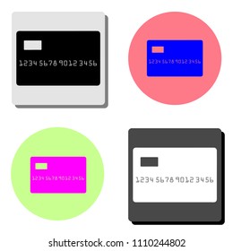 Credit card. simple flat vector icon illustration on four different color backgrounds