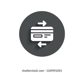 Credit card simple icon. Bank payment method sign. Online Shopping symbol. Circle flat button with shadow. Vector