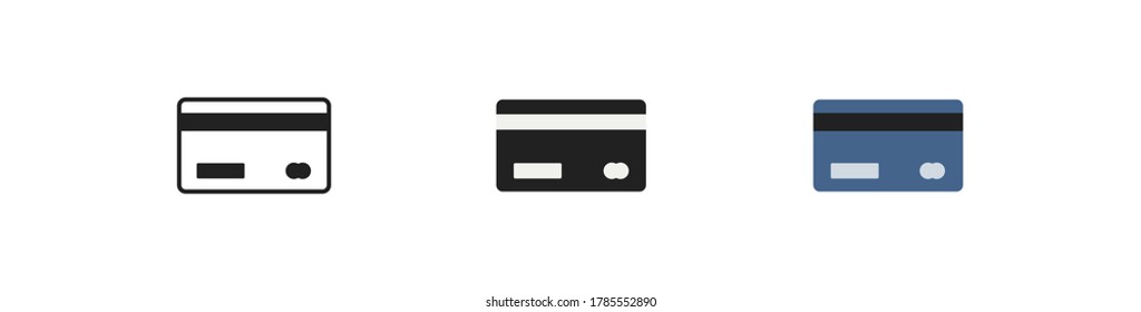 Credit card, simple icon set. Bank, isolated concept illustration in vector flat style.