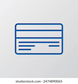 Credit card simple icon vector. Flat design. Paper cut design. Cutted blue symbol with shadow. Gray background.ai