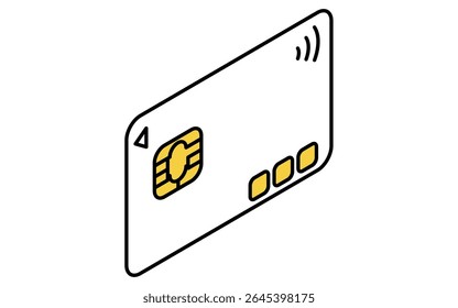 Ícone de desenho de linha simples de cartão de crédito, ilustração isométrica de método de pagamento e finanças, Ilustração de vetor
