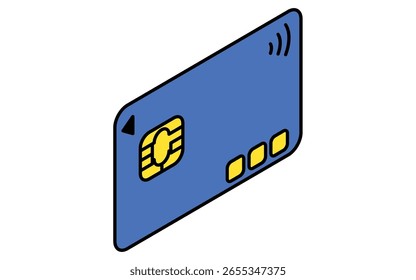 Icono de dibujo de línea simple de tarjeta de crédito, ilustración isométrica del método de pago y finanzas, Ilustración vectorial