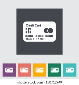 Credit card single flat icon. Vector illustration.