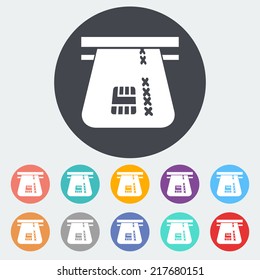 Credit card. Single flat icon on the circle. Vector illustration.
