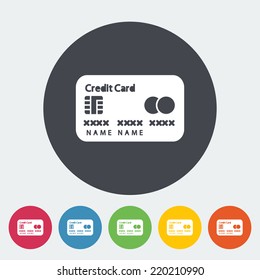 Credit card. Single flat icon on the circle. Vector illustration.
