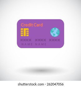 Credit card. Single flat icon on white background. Vector illustration.