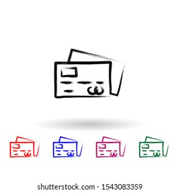 Credit card sketch style multi color icon. Simple thin line, outline vector of banking icons for ui and ux, website or mobile application