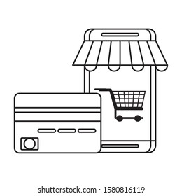 credit card with smartphone ecommerce vector illustration design