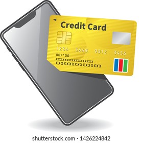 Credit card and smartphone image illustration