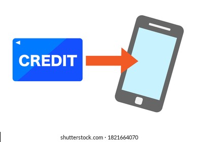 Credit card and smartphone. Smartphone payment. Vector illustration.
