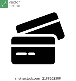 Credit card solid icon. Two cards on top of each other. payment sign. Identification card for web mobile and finance infographics editable stroke vector illustration design on white background EPS 10