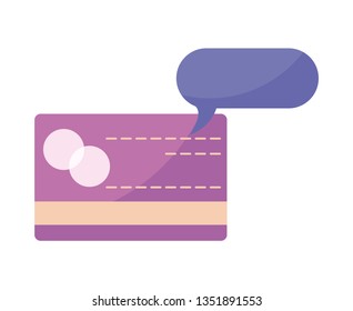 credit card with speech bubble isolated icon