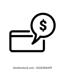 Credit Card with Speech Bubble Showing Dollar Sign