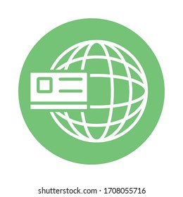 credit card with sphere browser block style vector illustration design