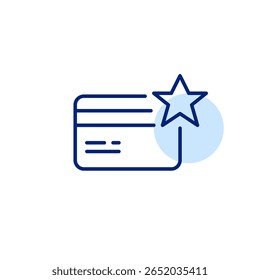 Credit card and star. Premium reward, finances and preferred payment method. Pixel perfect, editable stroke vector icon