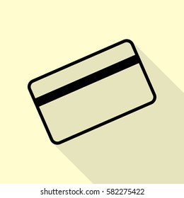 Credit card symbol for download. Black icon with flat style shadow path on cream background.