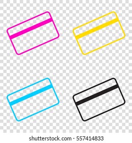 Credit card symbol for download. CMYK icons on transparent background. Cyan, magenta, yellow, key, black.