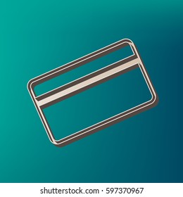 Credit card symbol for download. Vector. Icon printed at 3d on sea color background.