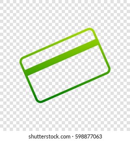 Credit card symbol for download. Vector. Green gradient icon on transparent background.