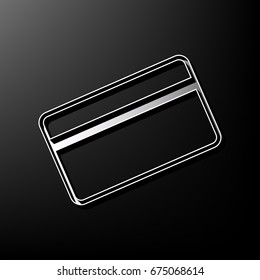 Credit card symbol for download. Vector. Gray 3d printed icon on black background.