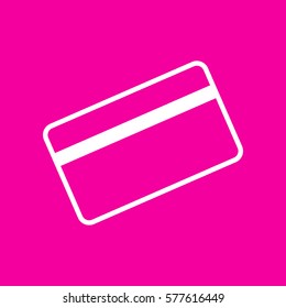 Credit card symbol for download. White icon at magenta background.