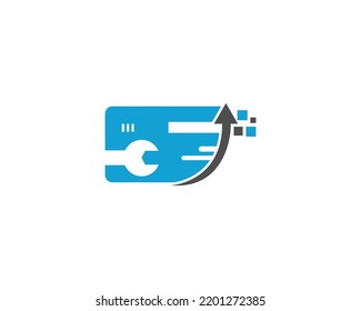 Credit Card  System Recovery  Logo Design Concept. Credit Card Settings Icon On White Background.