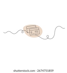 Icono de toque de tarjeta de crédito dibujo continuo de una línea de Ilustración vectorial de contorno
