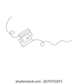 Credit card tap icon continuous one line drawing of outline vector illustration
