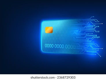 Credit card technology Credit card connected to technology circuit board Refers to the chip inside a credit card that stores money and spending information on the card. without using cash