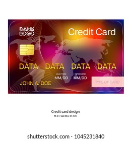 Credit card template. Gradient color background. Size increased in 2 times from original.