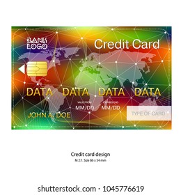 Credit card template. Gradient color background. Size increased in 2 times from original.