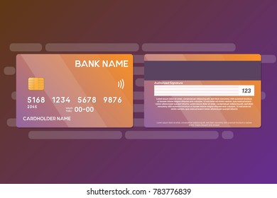 Credit Card Template. Great design with gradient background. You can use this templaye to create amazing credit cards designs.