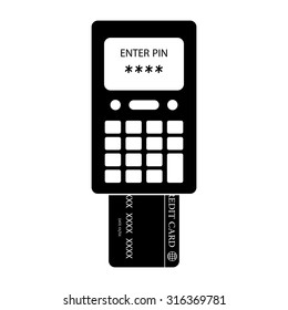 Credit card terminal - black vector icon